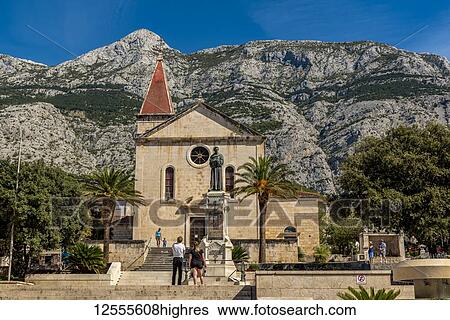 Stock Photograph - St Mark's Church in Makarska's town centre, Makarska Riviera; Makarska Dalmatia, Croatia. Fotosearch