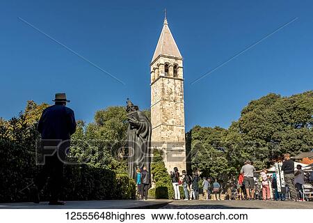 Statue of Gregory of Nin by Ivan Mestrovic in front of the Benedictine Monastery tower; Split, Croatia View Large Photo Image Stock Photograph - Statue of Gregory of Nin by Ivan Mestrovic in front of the Benedictine Monastery tower; Split, Croatia. Fotosearch