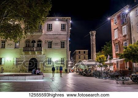 The Deputy's Palace and column at the Five Wells Square at night; Zadar, Croatia View Large Photo Image Stock Photograph - The Deputy's Palace and column at the Five Wells Square at night; Zadar, Croatia. Fotosearch