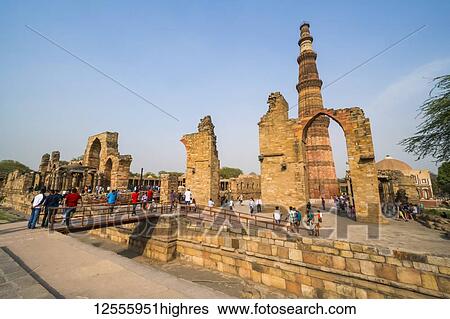 Stock Photograph - The historic sight called Qutub Minar; Delhi, India. Fotosearch