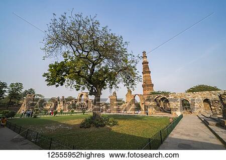 Stock Photograph - The historic sight called Qutub Minar; Delhi, India. Fotosearch