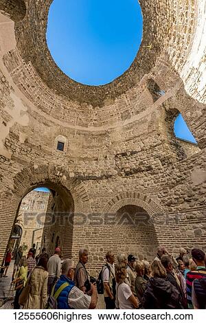 Stock Photograph - The Oculus, a hole in the roof of the imperial audience hall of Diocletian's Palace; Split, Croatia. Fotosearch