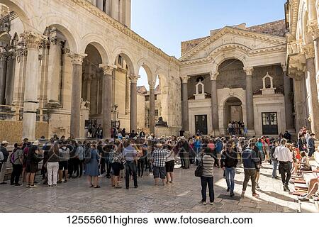 Stock Photograph - Tourists in the Peristyle of Diocletian's Palace; Split, Croatia. Fotosearch