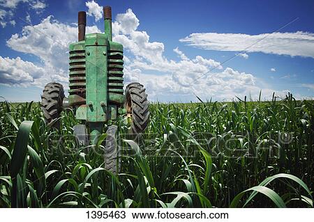 Stock Image - Tractor in a field. Fotosearch
