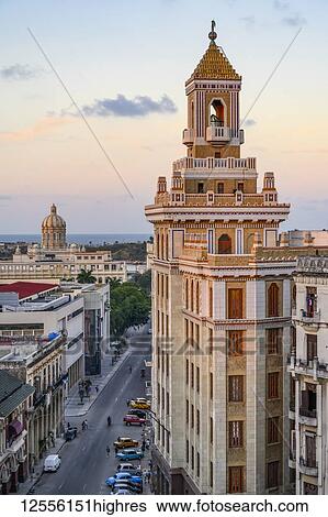 Stock Photograph - View of Havana at sunset; Havana, Cuba. Fotosearch