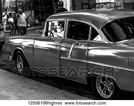 Stock Photograph - Vintage car on the streets of Havana; Havana, Cuba. Fotosearch