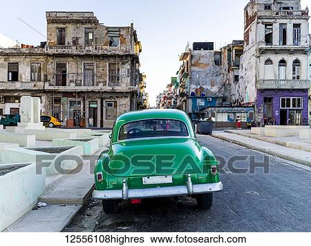 Stock Photograph - Vintage car on the streets of Havana; Havana, Cuba. Fotosearch