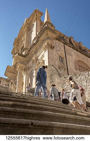 Stock Photograph - Walk of Shame, Baroque stairs famous for being a film location for the series Game of Thrones; Dubrovnik, Dubrovnik-Neretva County, Croatia. Fotosearch