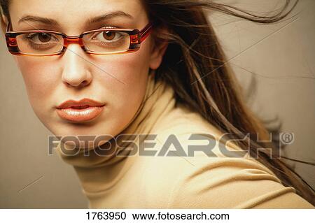 Woman with glasses View Large Photo Image Stock Image - Woman with glasses. Fotosearch
