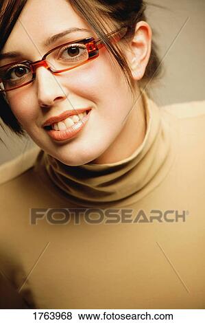 Stock Photo - Woman with trendy glasses. Fotosearch