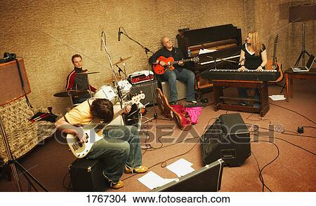 Picture - A band practices. Fotosearch