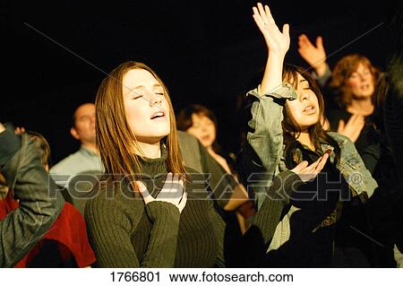Stock Image - A group of worshippers. Fotosearch