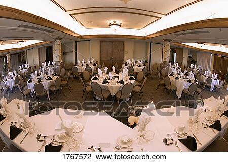 Banquet Hall Set Up For Wedding Reception Stock Image 1767572