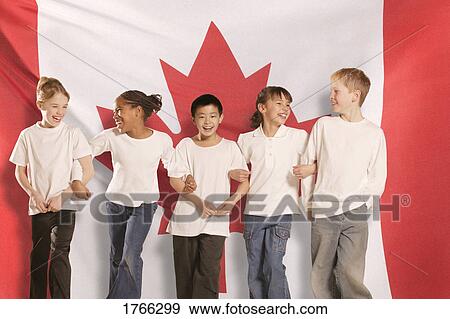 Children in front of Canadian Flag View Large Photo Image Stock Photo - Children in front of Canadian Flag. Fotosearch