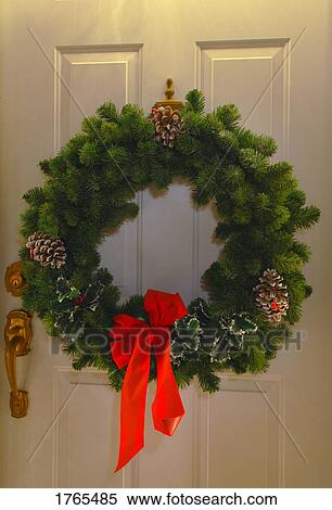 Stock Image Of Christmas Wreath On Door 1765485 Search Christmas Wreath On Door