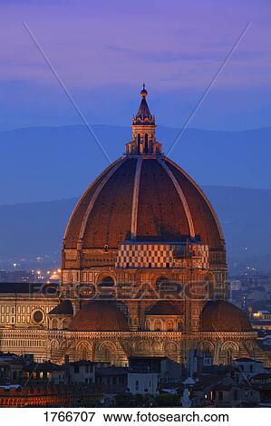 Stock Photo - Duomo at dusk Florence Tuscany Italy. Fotosearch