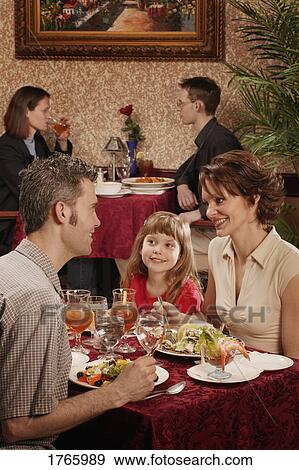 Stock Photo - Family in a restaurant. Fotosearch