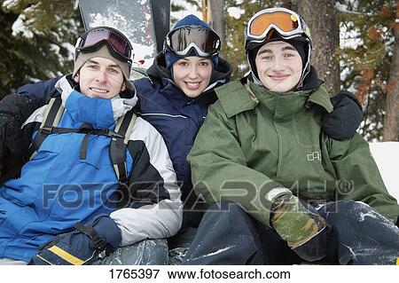 Group with ski goggles View Large Photo Image Stock Photo - Group with ski goggles. Fotosearch
