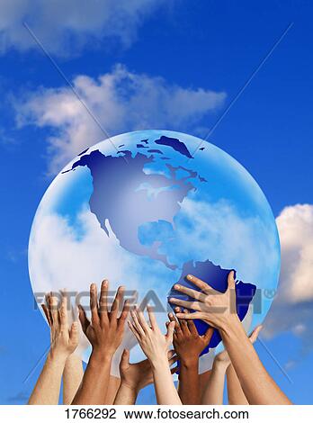 Hands touching a globe View Large Photo Image Stock Image - Hands touching a globe. Fotosearch