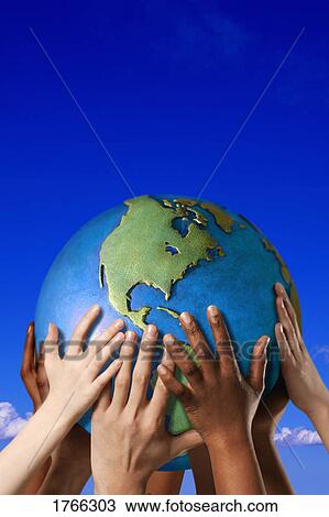 Hands touching a globe View Large Photo Image Stock Image - Hands touching a globe. Fotosearch