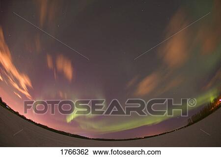 Stock Image - Northern lights Alberta Canada. Fotosearch