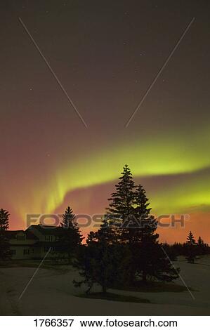 Stock Photo - Northern lights Alberta Canada. Fotosearch