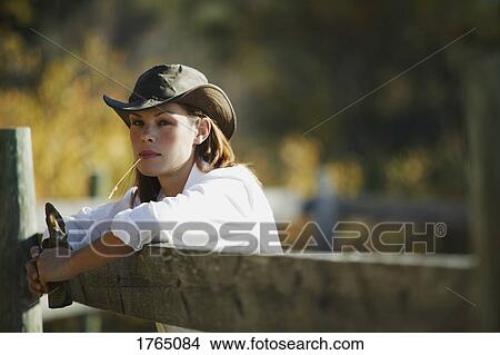 Picture - Portrait of a cowgirl. Fotosearch