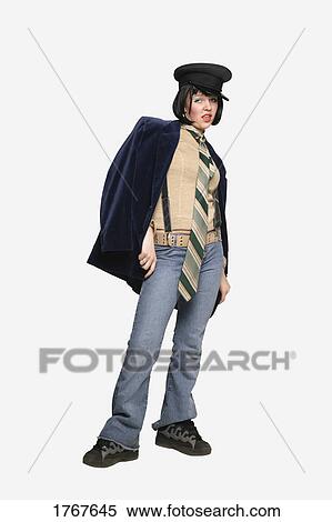 Woman with man's clothing View Large Photo Image Stock Photography - Woman with man's clothing. Fotosearch
