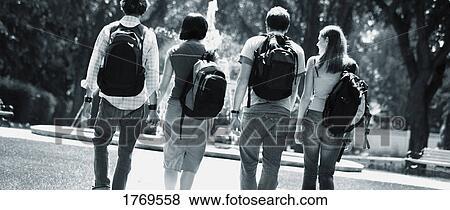 Stock Photo - A group of students walking. Fotosearch