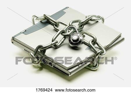 A laptop computer with a padlock View Large Photo Image Picture - A laptop computer with a padlock. Fotosearch