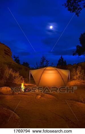 Picture - Camp site at night. Fotosearch