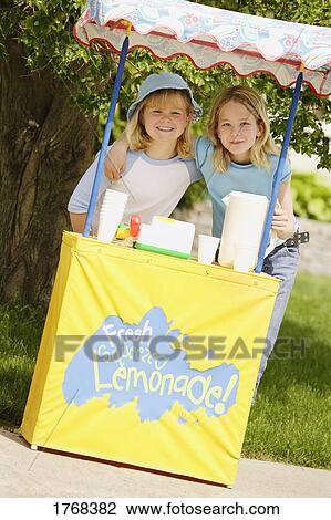 Girls' lemonade stand View Large Photo Image Stock Image - Girls' lemonade stand. Fotosearch