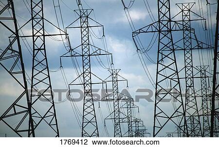 Stock Image - Power lines. Fotosearch