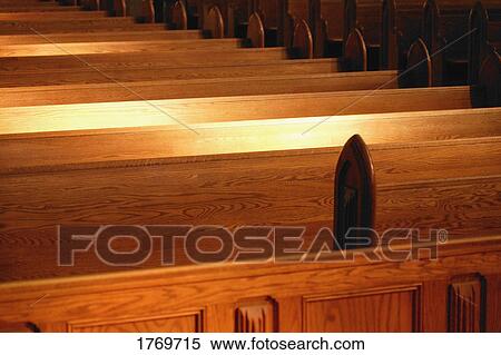 Stock Photography - Wooden pews. Fotosearch