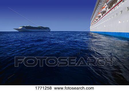Cruise liners at sea View Large Photo Image Stock Photo - Cruise liners at sea. Fotosearch