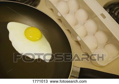 Egg in frying pan and egg box View Large Photo Image Stock Image - Egg in frying pan and egg box. Fotosearch