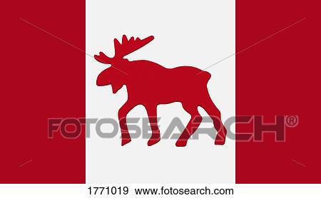 Stock Photo - Moose emblem on Canadian flag. Fotosearch