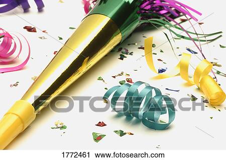 Party toy and streamers View Large Photo Image Stock Image - Party toy and streamers. Fotosearch