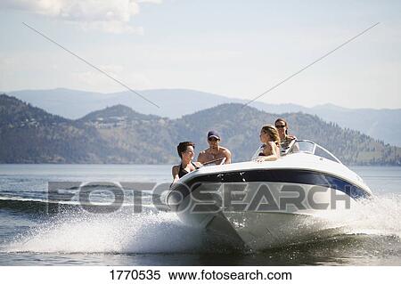 Speed boat moving on water View Large Photo Image Stock Photography - Speed boat moving on water. Fotosearch