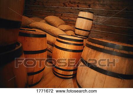 Storage barrels and sacks View Large Photo Image Stock Image - Storage barrels and sacks. Fotosearch