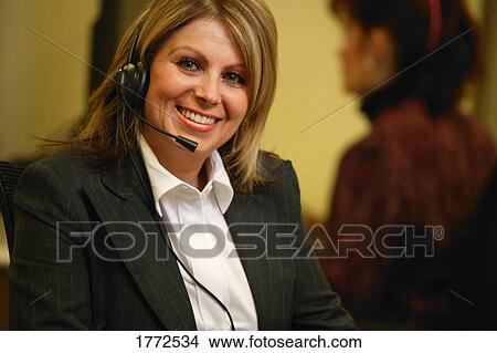 Picture - Call centre operator. Fotosearch