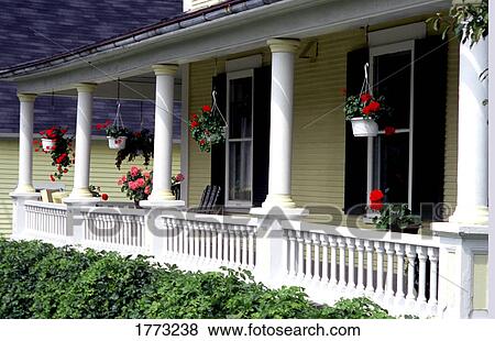 House with white porch View Large Photo Image Stock Photo - House with white porch. Fotosearch