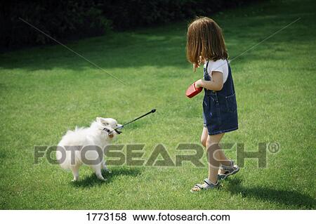 Little girl with her dog View Large Photo Image Stock Photo - Little girl with her dog. Fotosearch