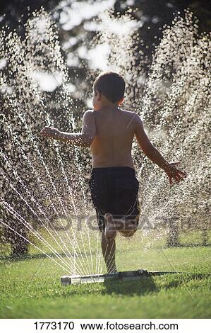 Running through the garden sprinkler View Large Photo Image Stock Image - Running through the garden sprinkler. Fotosearch