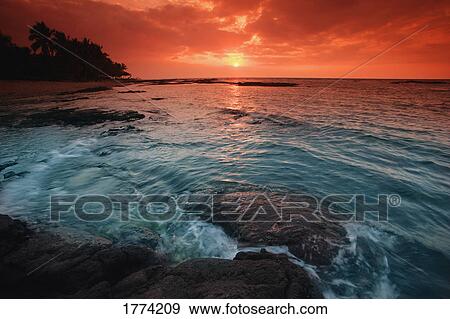 Sunset over water View Large Photo Image Stock Photo - Sunset over water. Fotosearch