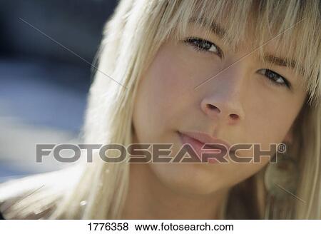 close up of blonde haired teen girl View Large Photo Image Stock Photo - close up of blonde haired teen girl. Fotosearch