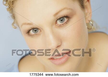Close-up of pretty blonde woman View Large Photo Image Picture - Close-up of pretty blonde woman. Fotosearch