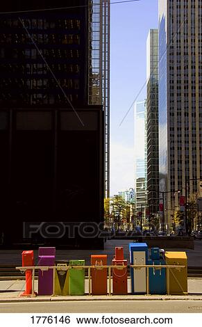 King & Bay St. Toronto, Ontario, Canada - Vending machines in the city View Large Photo Image Stock Photograph - King & Bay St. Toronto, Ontario, Canada - Vending machines in the city. Fotosearch