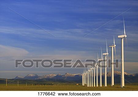 Row of wind turbines Southern Alberta Canada View Large Photo Image Stock Image - Row of wind turbines Southern Alberta Canada. Fotosearch