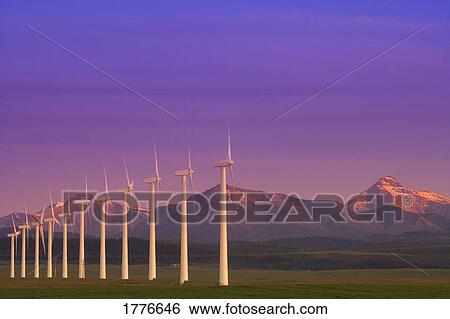 Row of wind turbines Southern Alberta Canada View Large Photo Image Stock Photograph - Row of wind turbines Southern Alberta Canada. Fotosearch